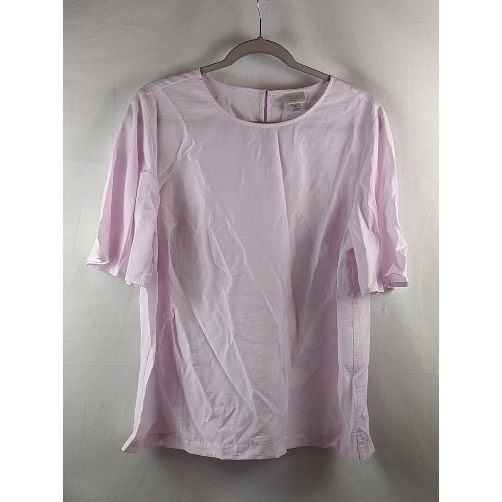 A New Day Blouse Lightweight Pink Relaxed Fit Keyhole Short Sleeve Career XL Top